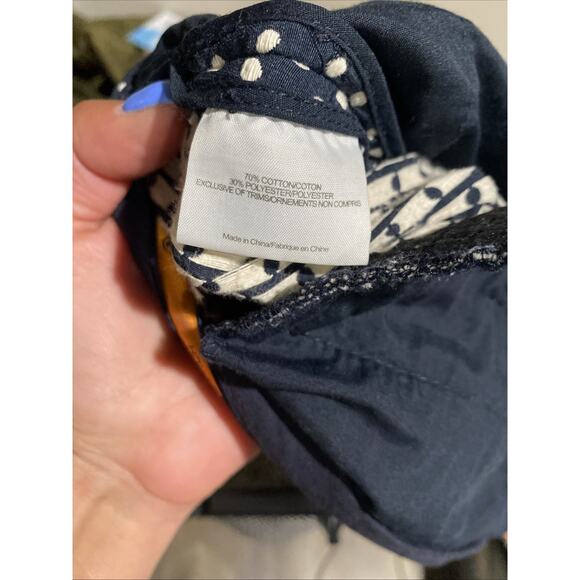 Tory Burch Embroidered Polka Dot Ankle Pant Navy Blue White Cropped Midrise 6 - Picture 8 of 8